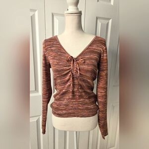 Madewell, Spaced dyed V neck Cinched Sweater, Large